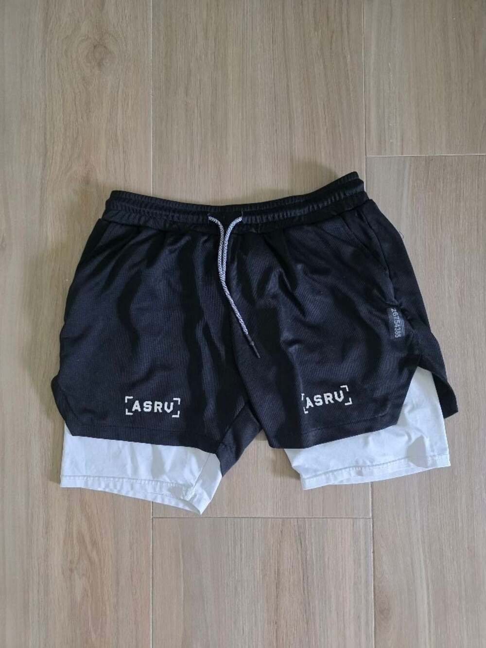 ASRV 2-in-1 Mesh Training Shorts Black White